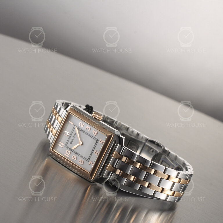 Bulova Classic Damenuhr Square 98L328 Rosé-Weiß