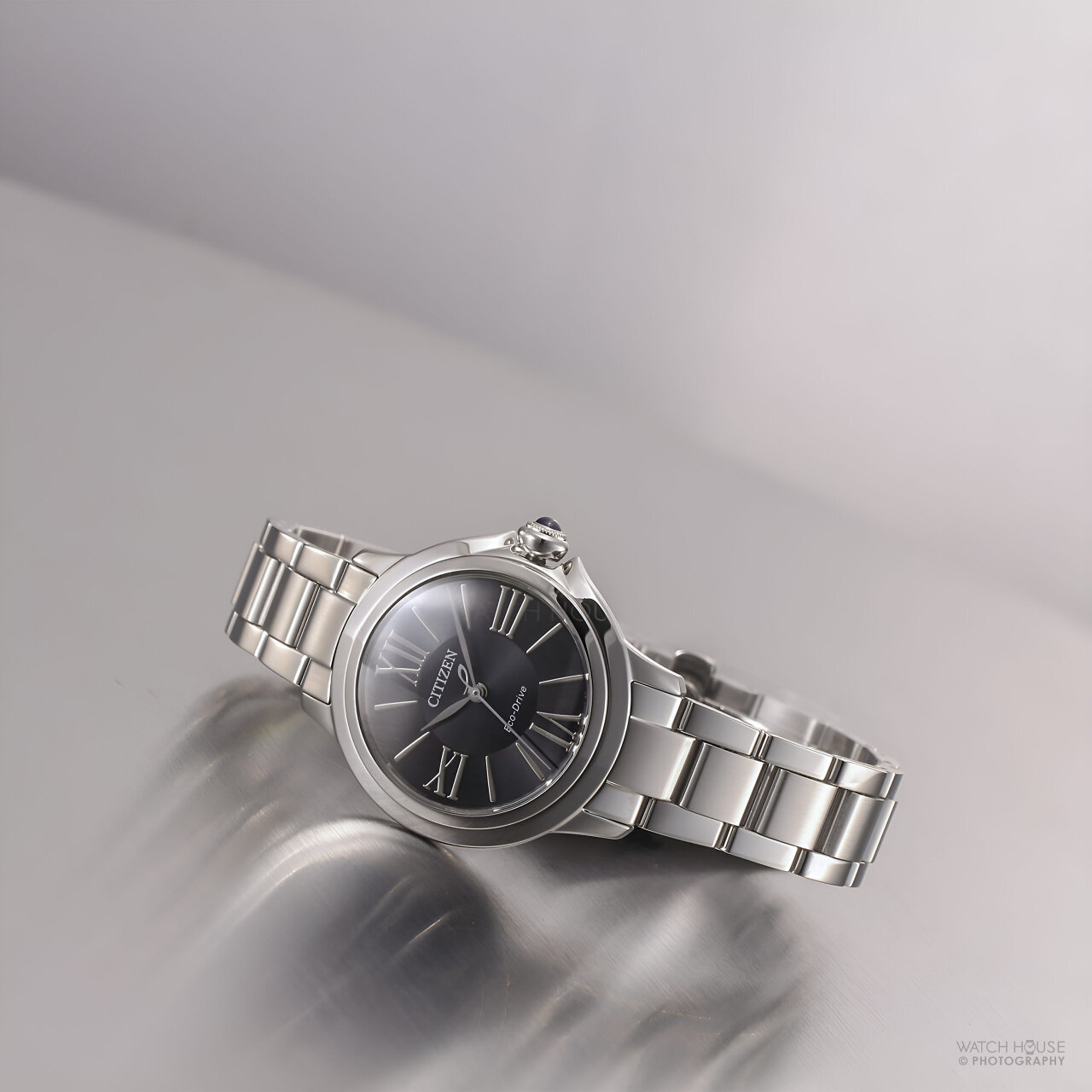 Citizen L Damenuhr Eco-Drive Cabochon Stahl-Perlmutt EM1160-58E