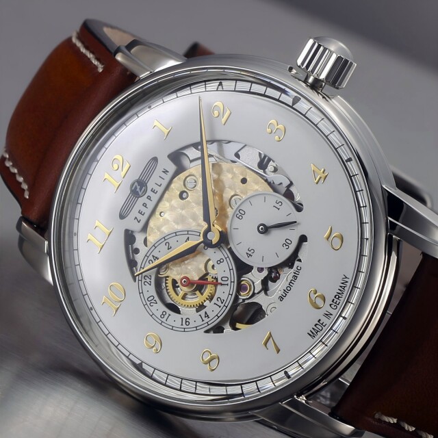 Zeppelin Automatikuhr New Captains Line 8658-1 Skeleton