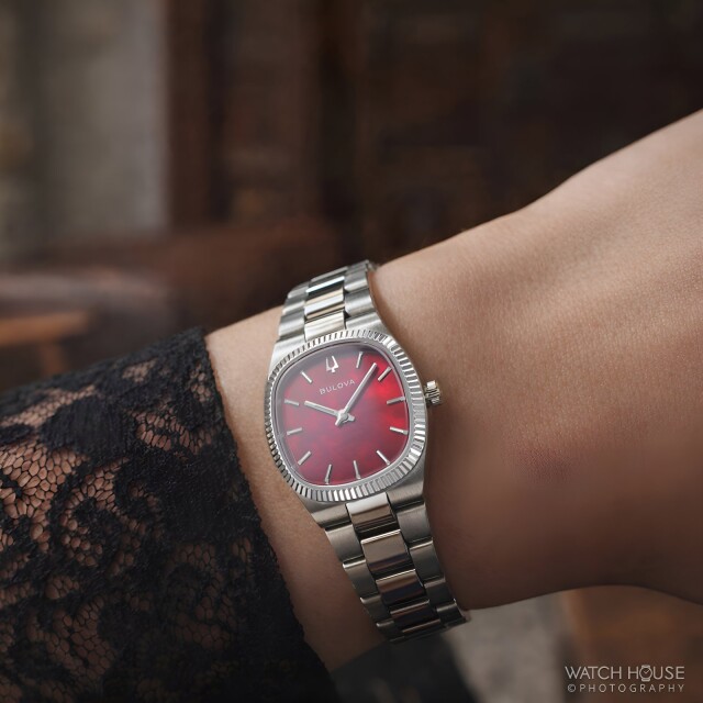 Bulova Damenuhr Super Seville 96L354 Rotes Perlmutt