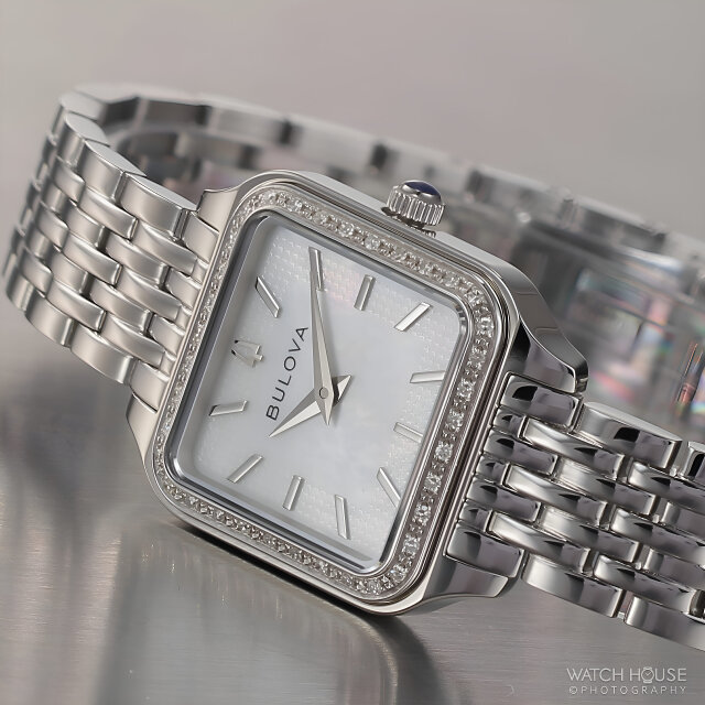 Bulova Classic ladies’ watch 96R256, mother-of-pearl, 36 diamonds
