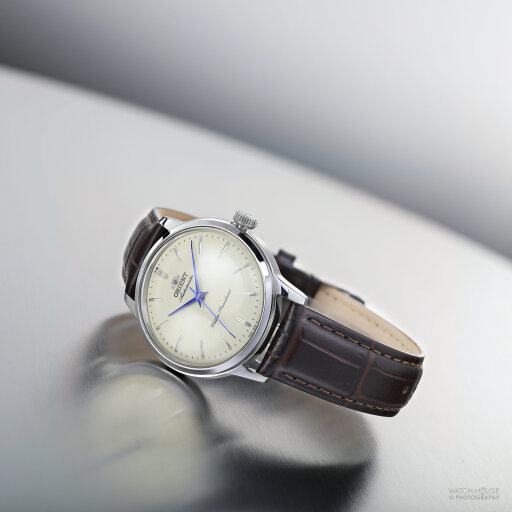 Orient Bambino 36mm RA-BB0104Y30B Automatikuhr Stahl-Beige