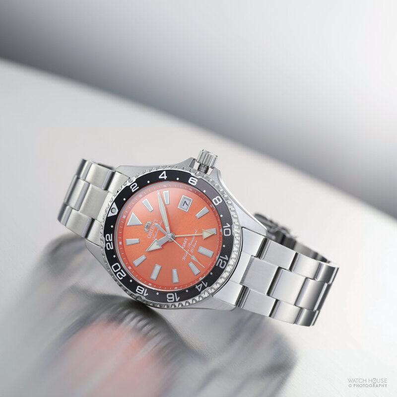 Orient MAKO GMT Automatikuhr RA-BC0004Y30B Orange Sunset