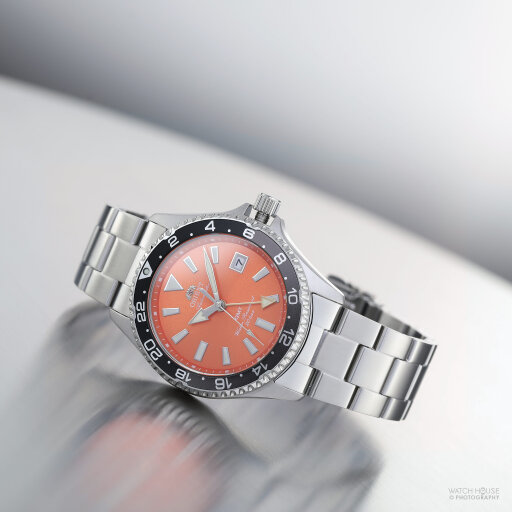 Orient MAKO GMT Automatikuhr RA-BC0004Y30B Orange Sunset