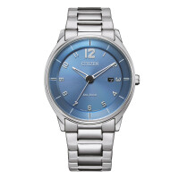 Citizen BM7400-71L flat mens watch in a touch of blue in stainless steel