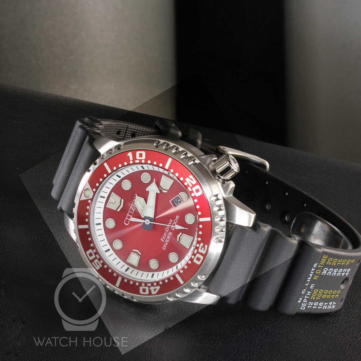 Citizen ISO certified diver watch BN0159-15X in racy red
