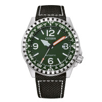 Citizen mens automatic watch in green military style NJ2198-16x