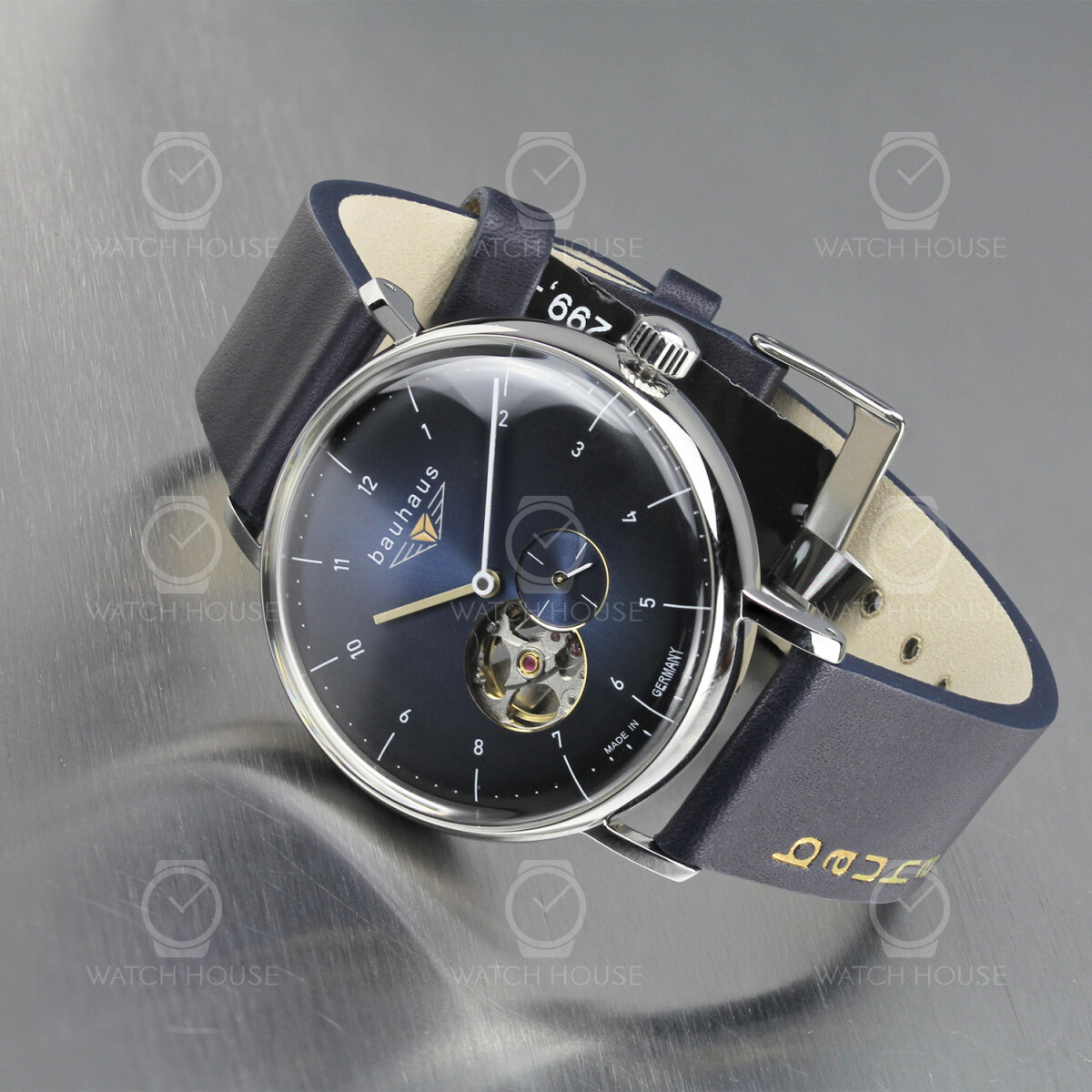 Bauhaus 2166-3 men automatic watch with open heart in...