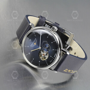 Bauhaus 2166-3 men automatic watch with open heart in dark blue