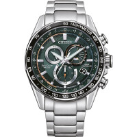 Citizen CB5914-89X radio controlled watch in green with chrono and alarm