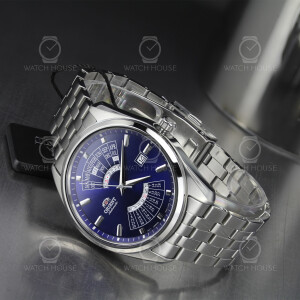 Orient automatic watch in deep blue with perpetual...