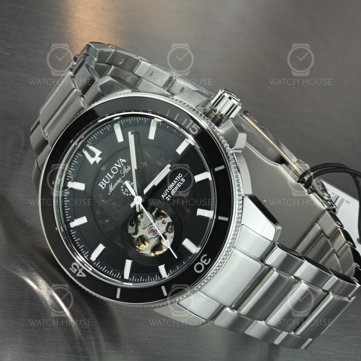 Bulova Marine Star 96A290 Skeleton automatic watch with transparent di