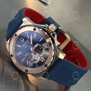 Bulova Marine Star automatic watch 98A227 45mm in rose gold