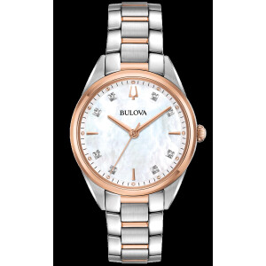 Bulova Sutton 98P183 Bicolor Roségold und Diamantbesetzte Damenuhr