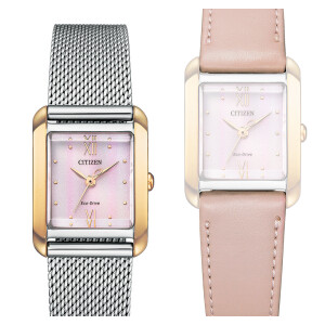 Citizen EW5596-66X two tone Ladies Square Eco Drive with changeable strap