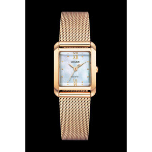Citizen EW5593-64D Rose Gold Ladies Square Eco Drive with changeable strap
