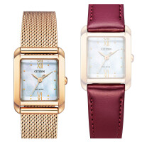Citizen EW5593-64D Rose Gold Ladies Square Eco Drive with changeable strap