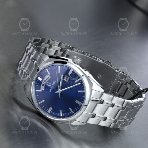Bulova steel partner set watches in deep blue PSB01
