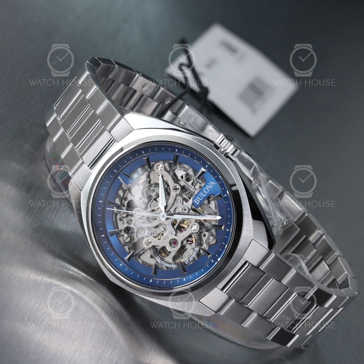 Bulova Old Classic Skeleton Automatic Men's Watch 96A292 Blue