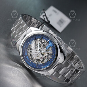 Bulova Old Classic Skeleton Automatic Mens Watch 96A292 Blue
