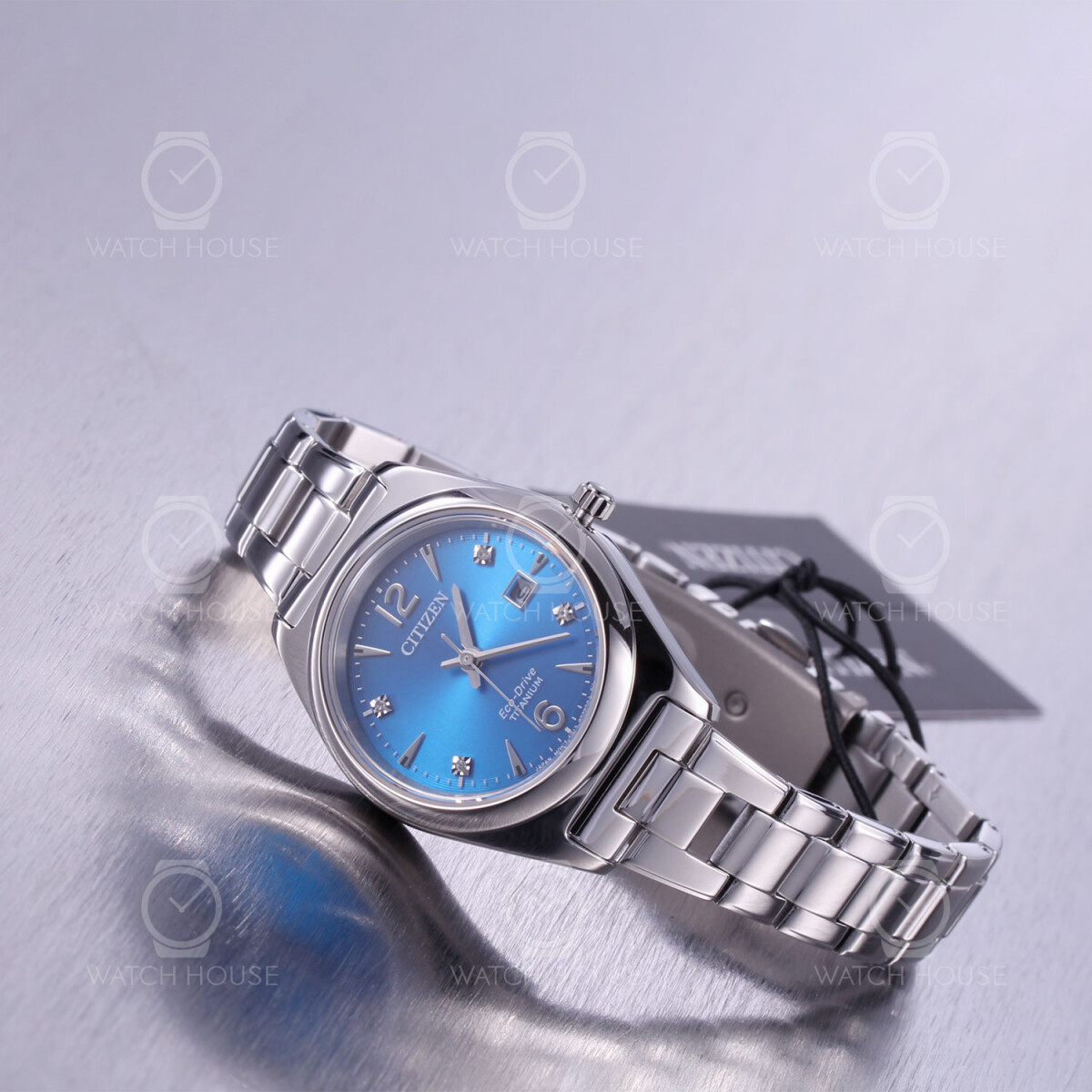 Citizen Damen Super Titanium mit Diamanten EW2601-81L Blau