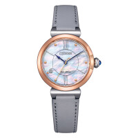 Citizen Womens Diamond Mother-of-Pearl Eco-Drive Watch EM1074-15D Bicolor/Leather