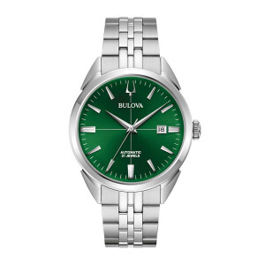 Bulova 96B424 Sutton mens automatic watch in steel emerald green