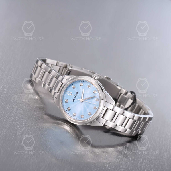 Bulova 96P250 Surveyor Steel-Blue Ladies Watch with 11 Diamonds