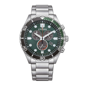 Citizen AT2561-81X Eco-Drive mens chronograph in steel forest green