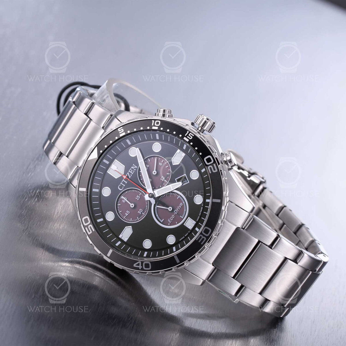 Citizen AT2568-82E Eco-Drive mens chronograph in steel black