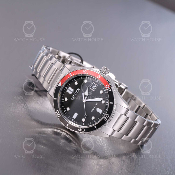 Citizen XXL Damenuhr AW1820-81E Sports Eco-Drive in Stahl-Pepsischwarz