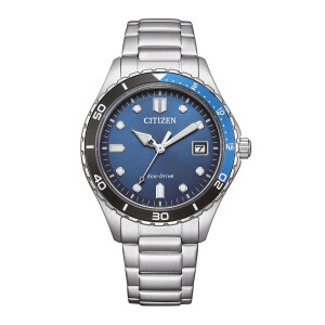 Citizen XXL Damenuhr AW1821-89L Sports Eco-Drive in Stahl-Navyblau