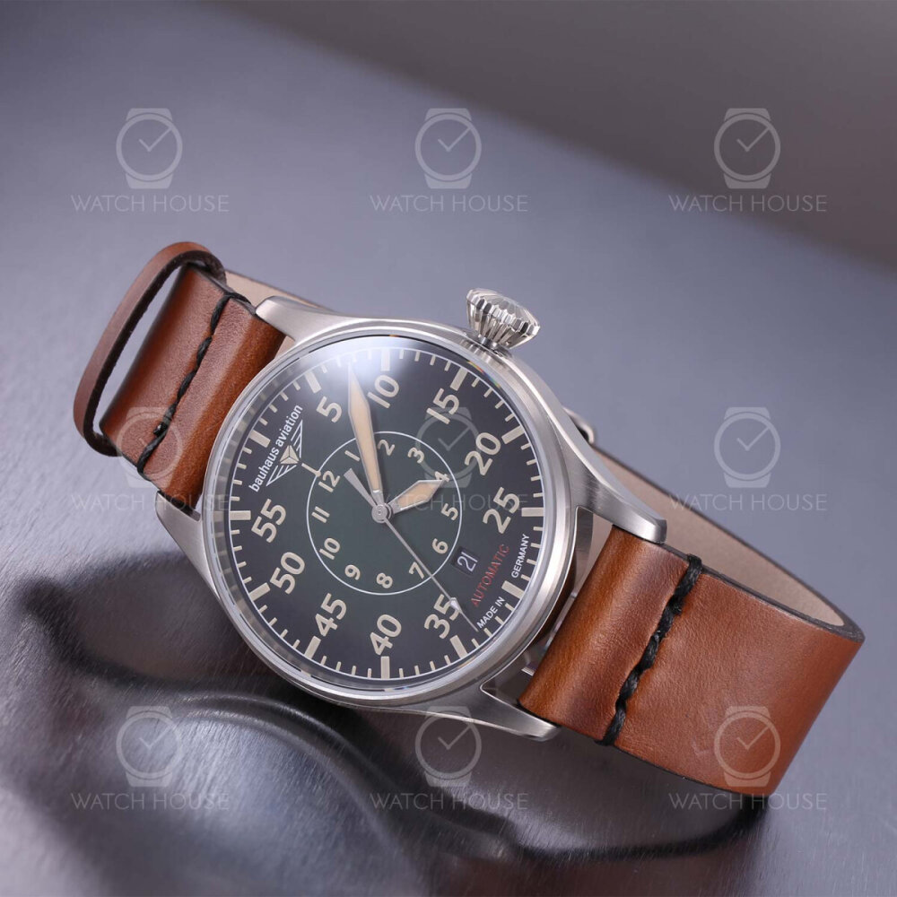 Bauhaus Aviation Flieger-Automatikuhr Sellita Kaliber SW200 Grün