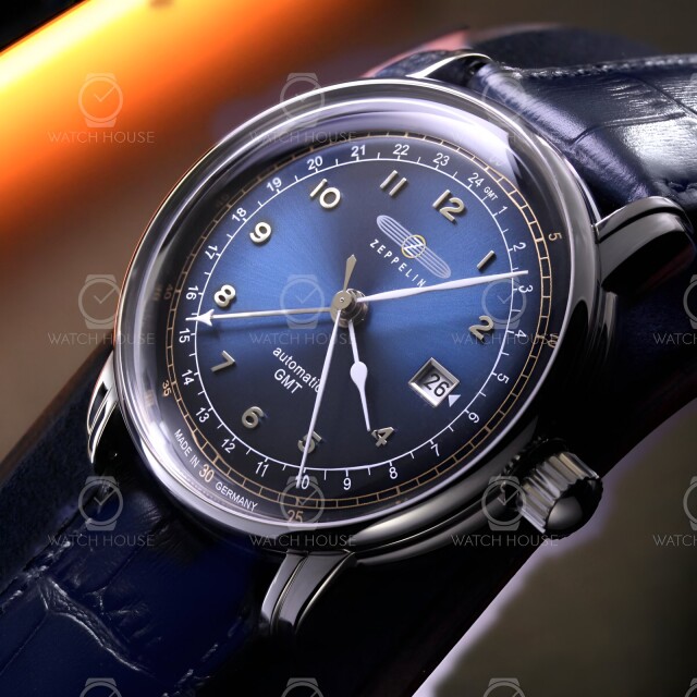 Zeppelin LZ126 Los Angeles 7668-3 GMT Cal.9075 comes with blue dial