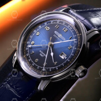 Bauhaus Aviation Luftfahrt 7668-3 GMT Cal.9075 comes with blue dial