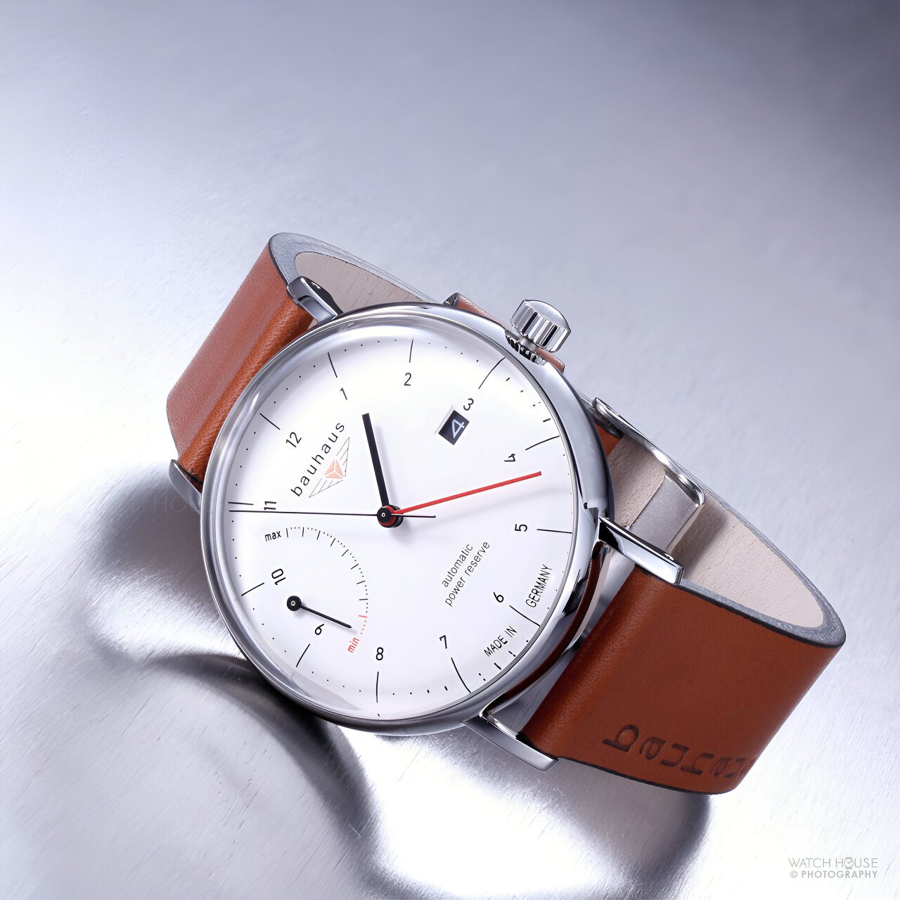 Bauhaus Mens Automatic Watch 2160-1 Silver - Power Reserve Display