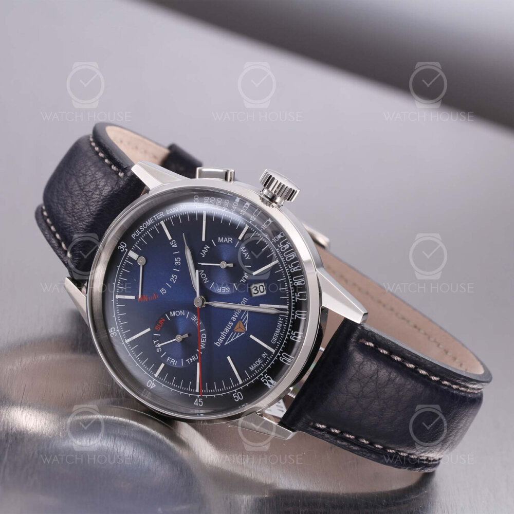 Bauhaus Aviation 2362-3 Full Calendar 4Hz Automatic 9100 Blue