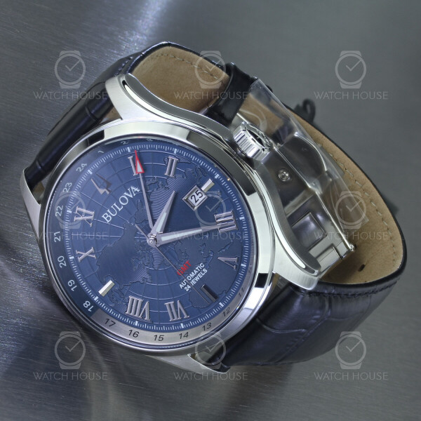 Bulova 96B385 Automatik GMT Herrenuhr mit 2te Zeitzone in Dunkelblau