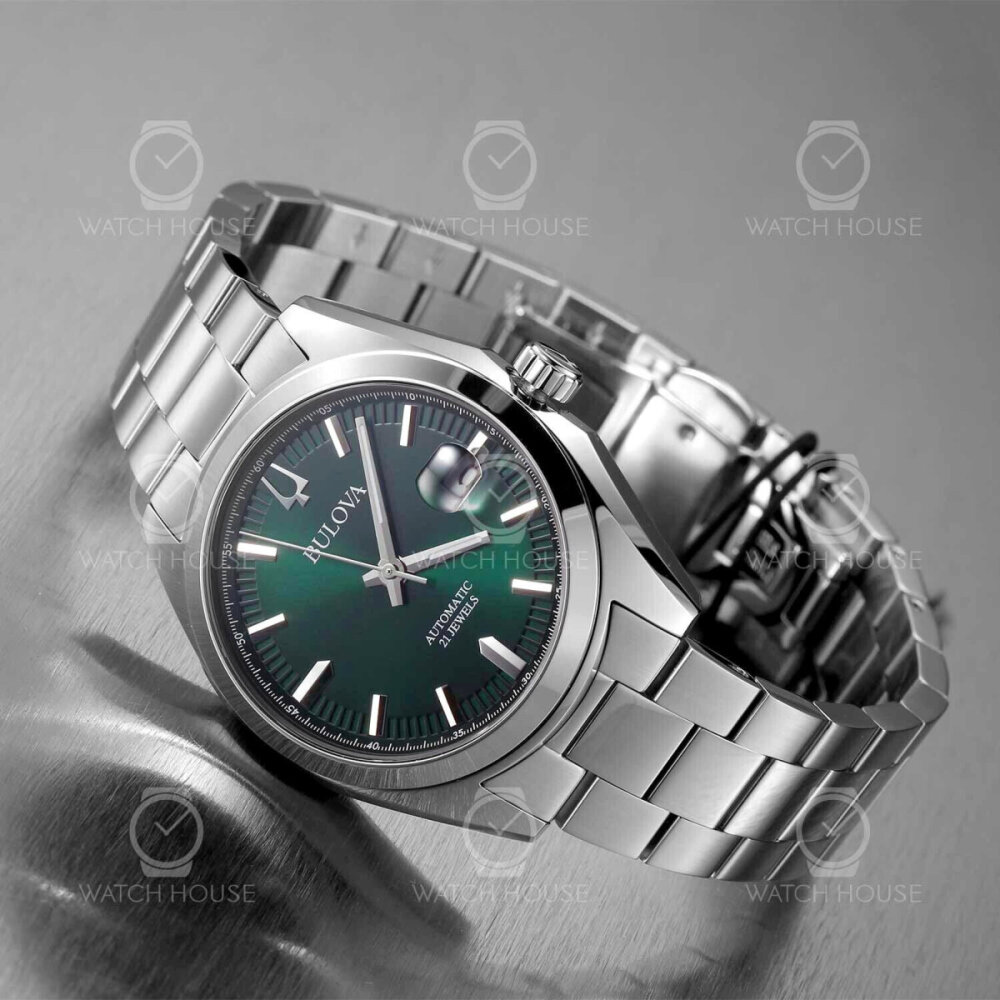 Bulova 96B429 Mens Surveyor Automatic Watch Steel Green