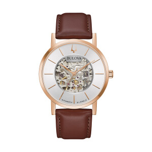 Bulova 97A172 American Clipper automatic skeleton watch...