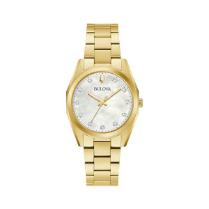 Bulova 97P172 Surveyor Gold-Perlmutt Damenuhr mit 11...