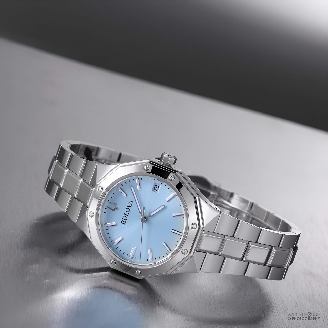 Bulova Classic Octagon Ladies Watch 96M169 Light Blue