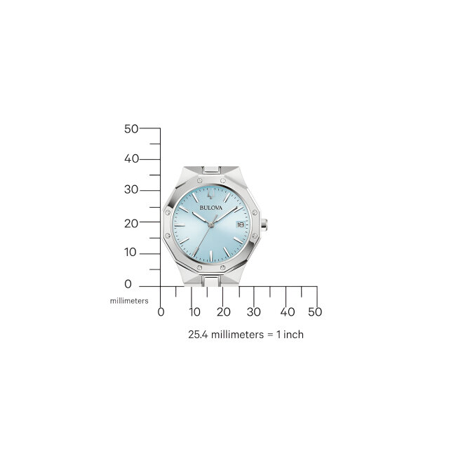 Bulova Classic Octagon Ladies Watch 96M169 Light Blue