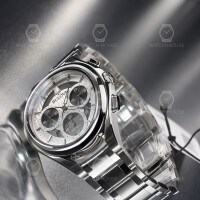 Bulova Curv 96A301 Silberner 262kHz Chronograph