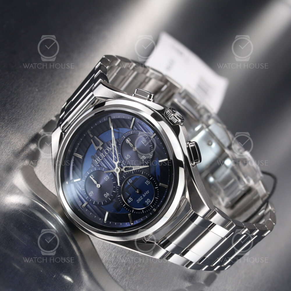 Bulova Curv 96A302 Blue 262kHz Chronograph