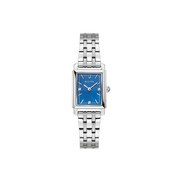 BULOVA ♦ 96P245 Sutton Square Women's Watch 3 Diamonds Bulova Sutton Women's Rectangular 96P245 - Steel-Blue