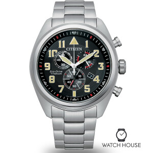 Citizen AT2480-81E Super Titanium Eco Drive Field Chrono in schwarz