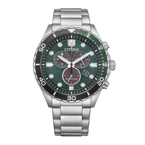 Citizen AT2561-81X Eco-Drive Herrenchronograph in Stahl-Waldgrün