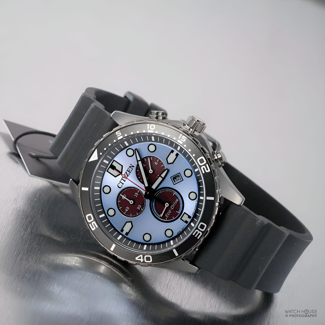 Citizen AT2567-18L Eco-Drive Herrenchronograph in Stahl-Pastellblau