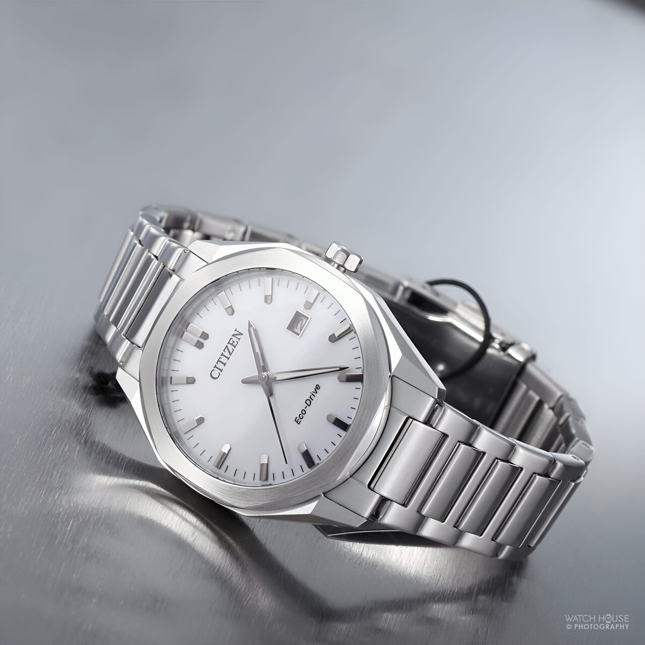 Citizen BM7620-83A Eco-Drive Sports Octagon Men’s Watch Steel-White